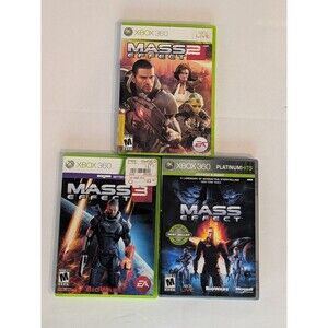 Mass Effect Trilogy 1 2 3 Lot (Microsoft XBOX 360) Complete Set